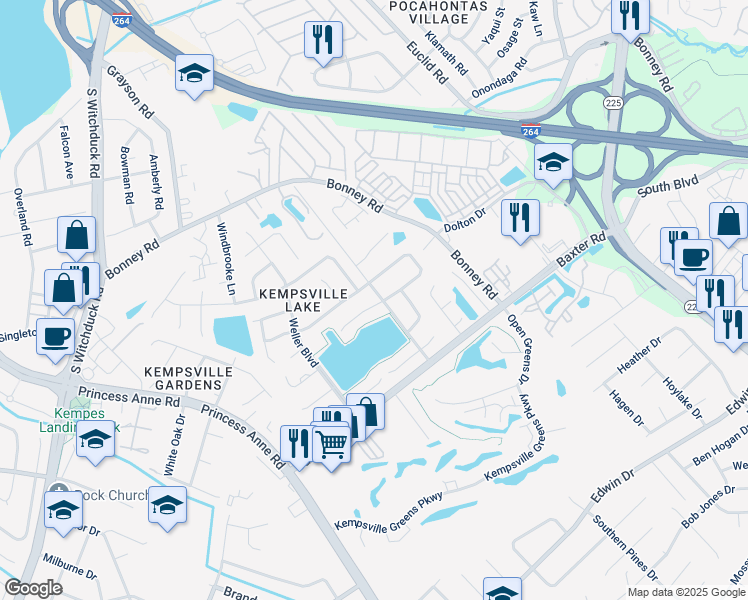 map of restaurants, bars, coffee shops, grocery stores, and more near 4705 Eldon Court in Virginia Beach