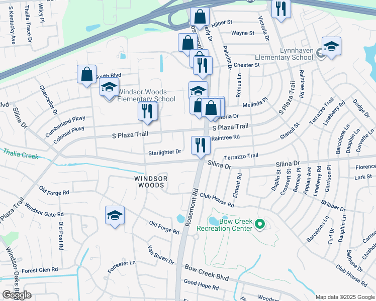map of restaurants, bars, coffee shops, grocery stores, and more near 3621 Starlighter Drive in Virginia Beach