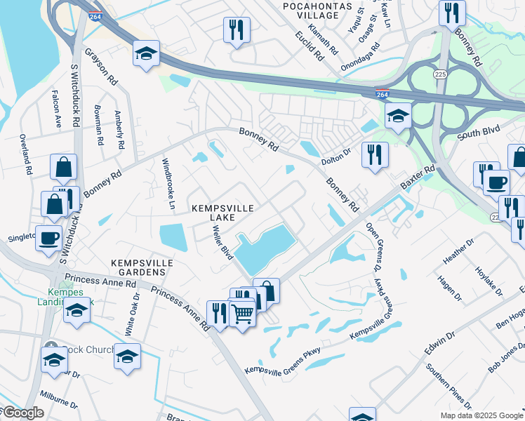 map of restaurants, bars, coffee shops, grocery stores, and more near 4749 Marlwood Way in Virginia Beach