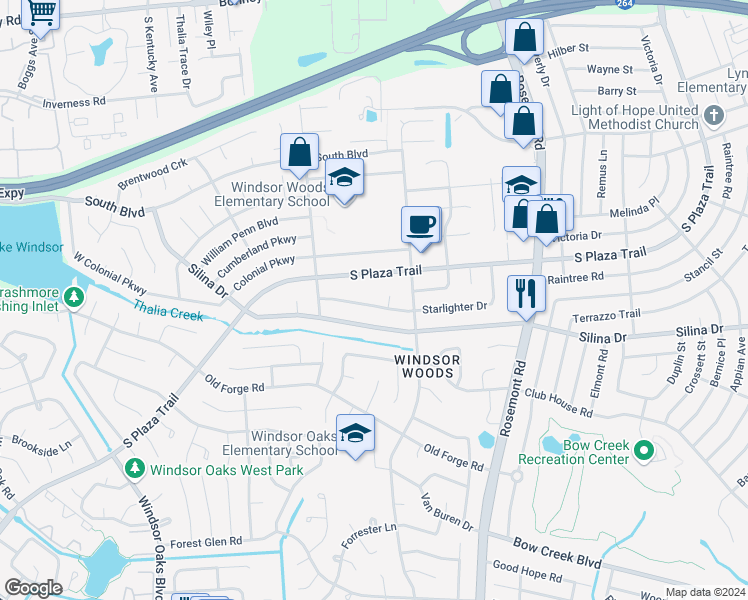 map of restaurants, bars, coffee shops, grocery stores, and more near 3752 Starlighter Drive in Virginia Beach