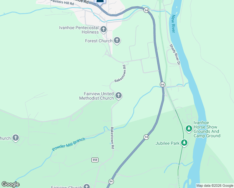 map of restaurants, bars, coffee shops, grocery stores, and more near Rakestown Road in Ivanhoe