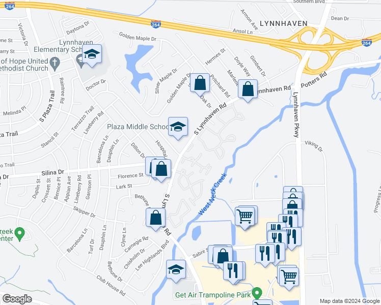 map of restaurants, bars, coffee shops, grocery stores, and more near 320 Barnstable Quay in Virginia Beach