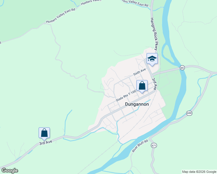 map of restaurants, bars, coffee shops, grocery stores, and more near Nancy Robinson Street in Dungannon