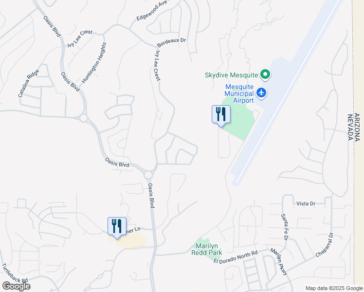 map of restaurants, bars, coffee shops, grocery stores, and more near 155 Casa Palmero Way in Mesquite