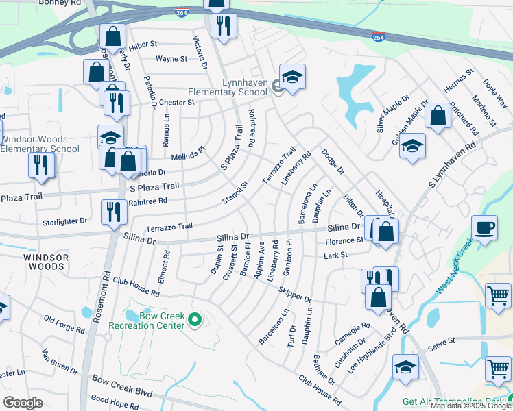 map of restaurants, bars, coffee shops, grocery stores, and more near 316 Appian Avenue in Virginia Beach