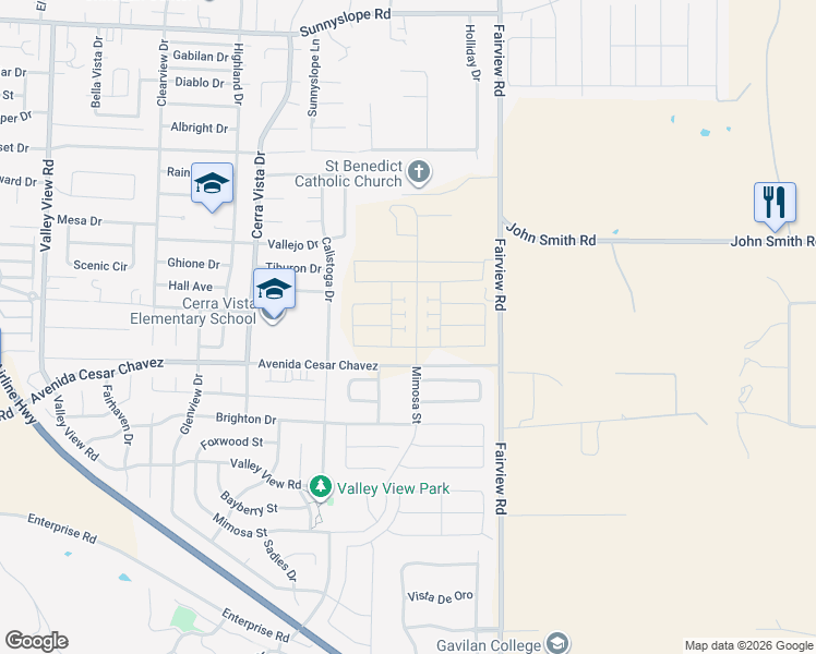 map of restaurants, bars, coffee shops, grocery stores, and more near 1000 Fairview Road in Hollister