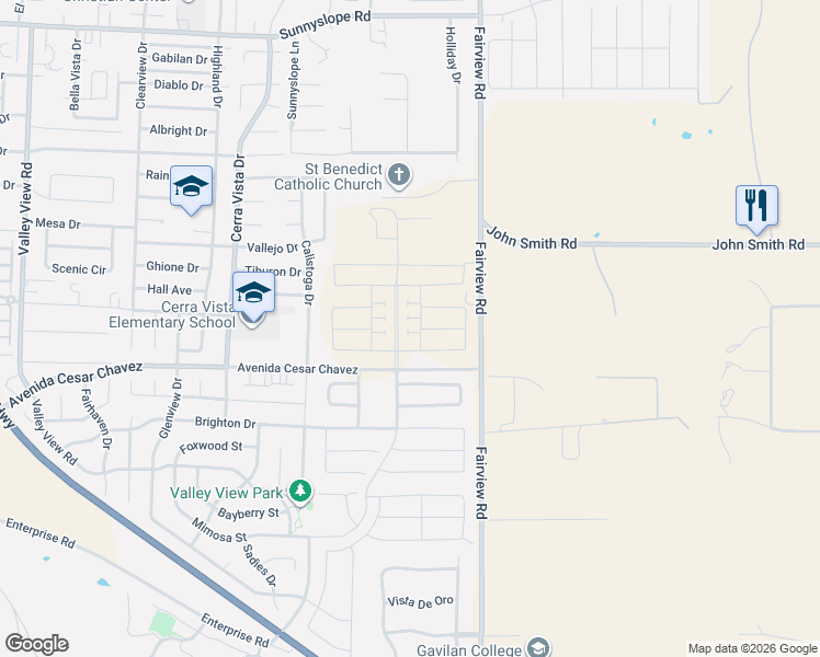 map of restaurants, bars, coffee shops, grocery stores, and more near 1000 Fairview Road in Hollister