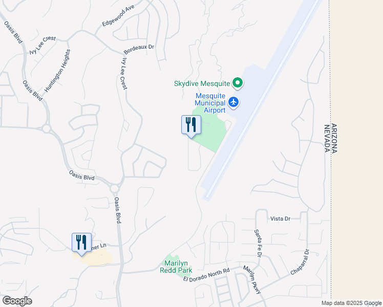 map of restaurants, bars, coffee shops, grocery stores, and more near 400 Paradise Parkway in Mesquite