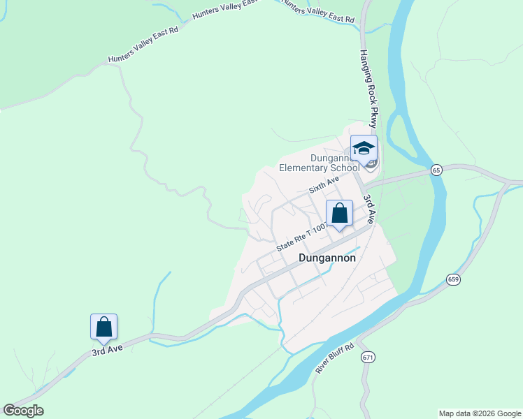 map of restaurants, bars, coffee shops, grocery stores, and more near Nancy Robinson Street in Dungannon