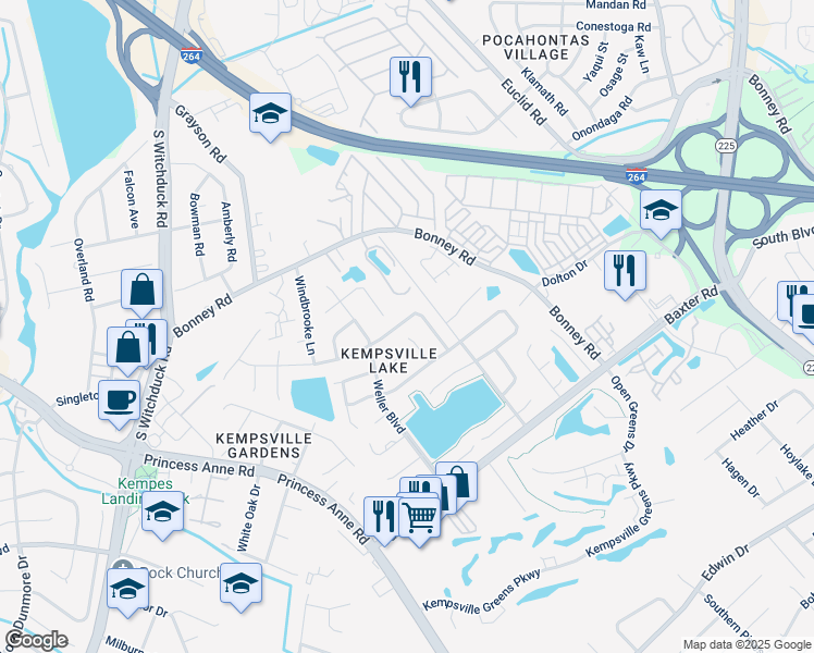 map of restaurants, bars, coffee shops, grocery stores, and more near 4776 Woods Edge Road in Virginia Beach