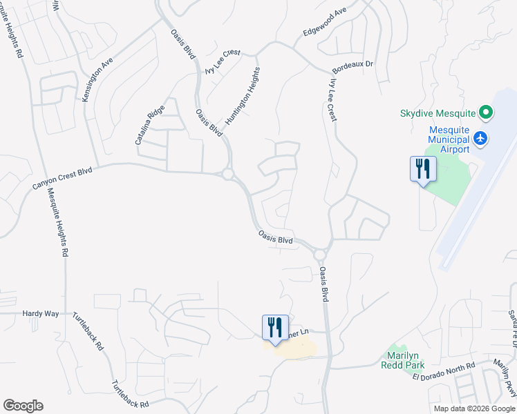 map of restaurants, bars, coffee shops, grocery stores, and more near 1187 Mesa Verde Run in Mesquite