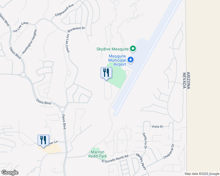 map of restaurants, bars, coffee shops, grocery stores, and more near 104 Paradise Parkway in Mesquite
