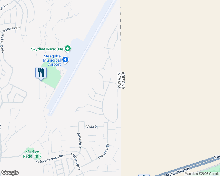 map of restaurants, bars, coffee shops, grocery stores, and more near 1192 Chaparral Drive in Mesquite