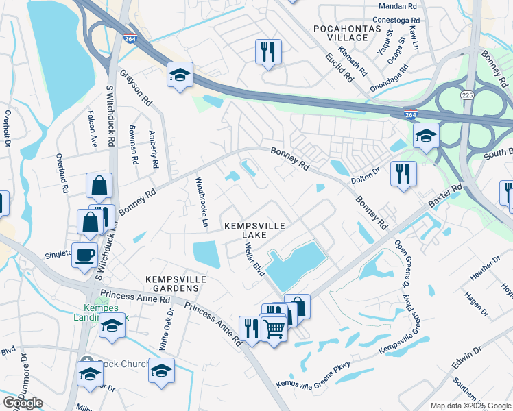 map of restaurants, bars, coffee shops, grocery stores, and more near 4776 Woods Edge Road in Virginia Beach