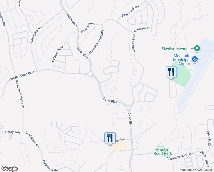 map of restaurants, bars, coffee shops, grocery stores, and more near 1187 Mesa Verde Run in Mesquite