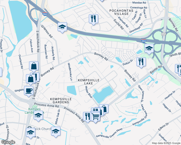 map of restaurants, bars, coffee shops, grocery stores, and more near 4776 Woods Edge Road in Virginia Beach