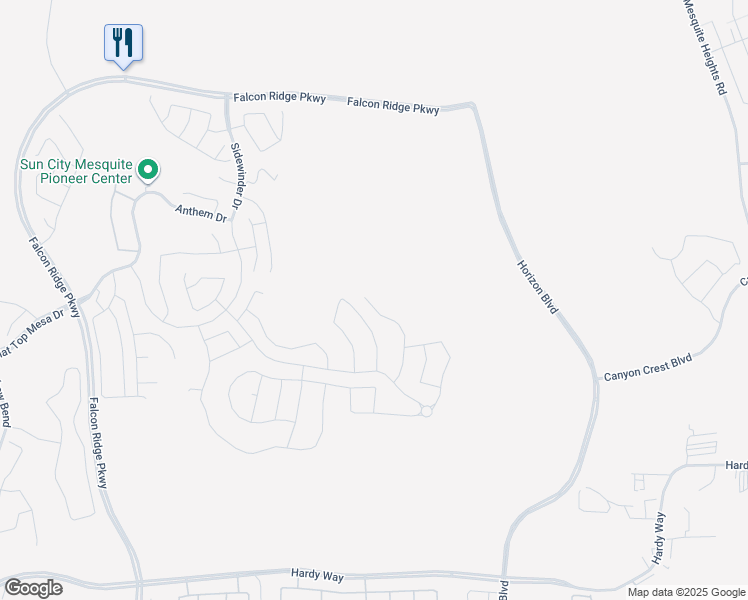 map of restaurants, bars, coffee shops, grocery stores, and more near 1202 Dreamcatcher Bluff in Mesquite