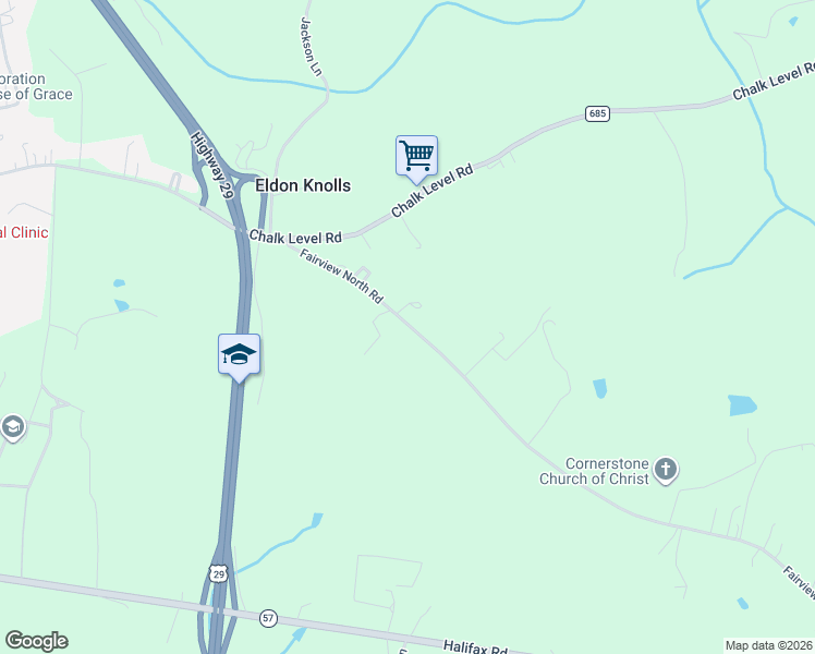 map of restaurants, bars, coffee shops, grocery stores, and more near 1889 Fairview North Road in Chatham