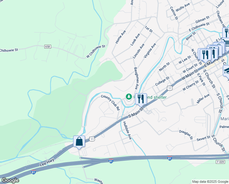 map of restaurants, bars, coffee shops, grocery stores, and more near 762 Meadow Drive in Marion
