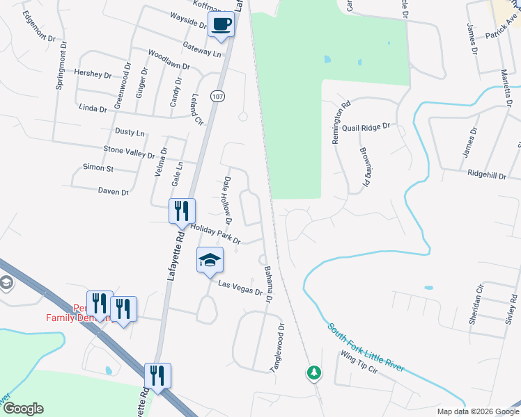 map of restaurants, bars, coffee shops, grocery stores, and more near 3710 Bahama Drive in Hopkinsville