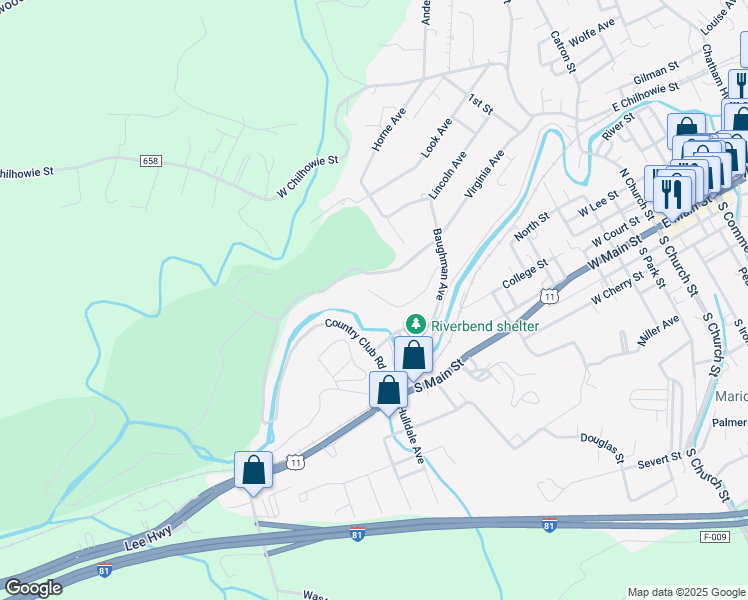 map of restaurants, bars, coffee shops, grocery stores, and more near 762 Meadow Drive in Marion