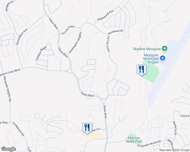 map of restaurants, bars, coffee shops, grocery stores, and more near 1246 Blind Pew Ridge in Mesquite