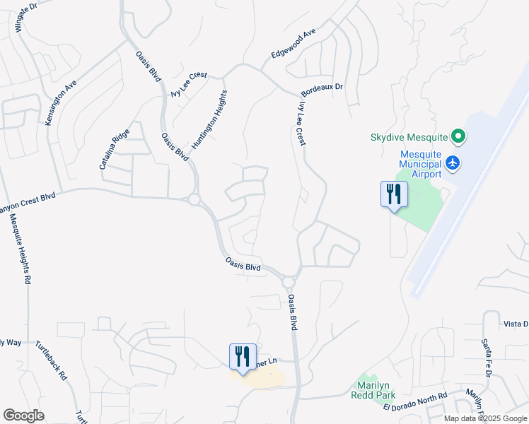 map of restaurants, bars, coffee shops, grocery stores, and more near 1222 Blind Pew Ridge in Mesquite