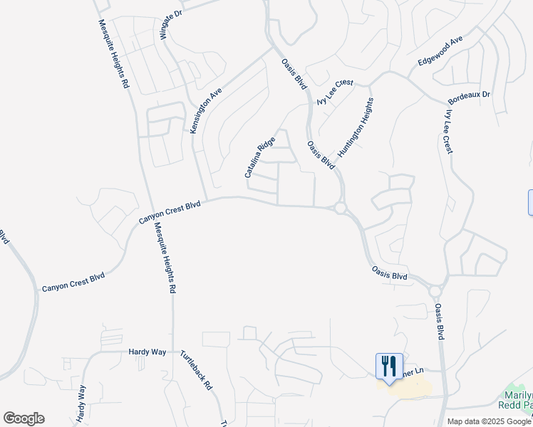map of restaurants, bars, coffee shops, grocery stores, and more near 550 Canyon Crest Boulevard in Mesquite
