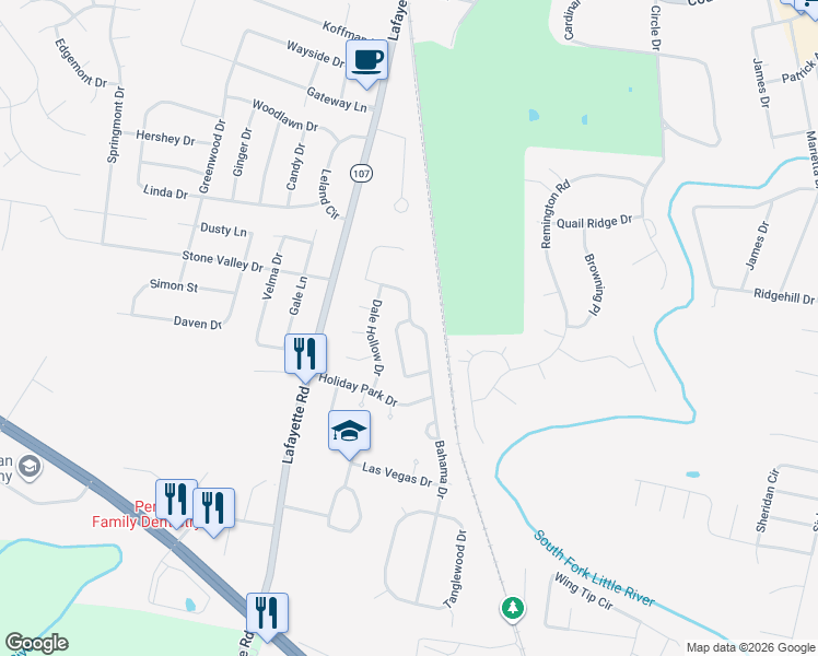map of restaurants, bars, coffee shops, grocery stores, and more near 3710 Bahama Dr in Hopkinsville