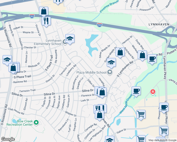 map of restaurants, bars, coffee shops, grocery stores, and more near 328 Dodge Drive in Virginia Beach