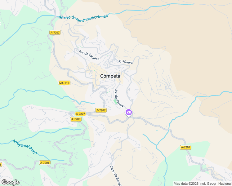map of restaurants, bars, coffee shops, grocery stores, and more near Avenida de Torrox in Cómpeta