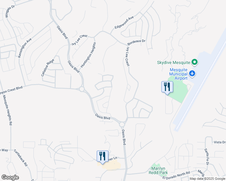 map of restaurants, bars, coffee shops, grocery stores, and more near 1240 Blind Pew Ridge in Mesquite