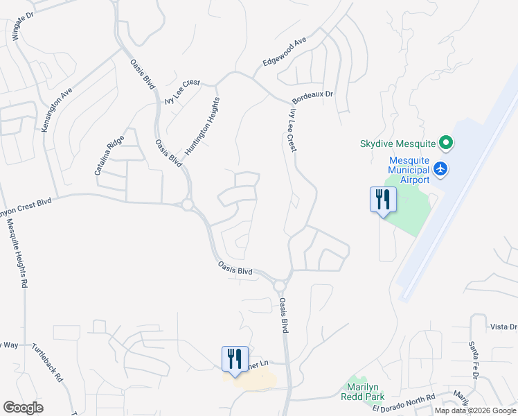 map of restaurants, bars, coffee shops, grocery stores, and more near 1240 Blind Pew Ridge in Mesquite