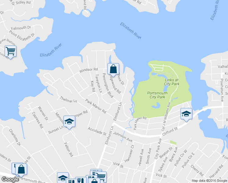 map of restaurants, bars, coffee shops, grocery stores, and more near 201 Keville Rd in Portsmouth