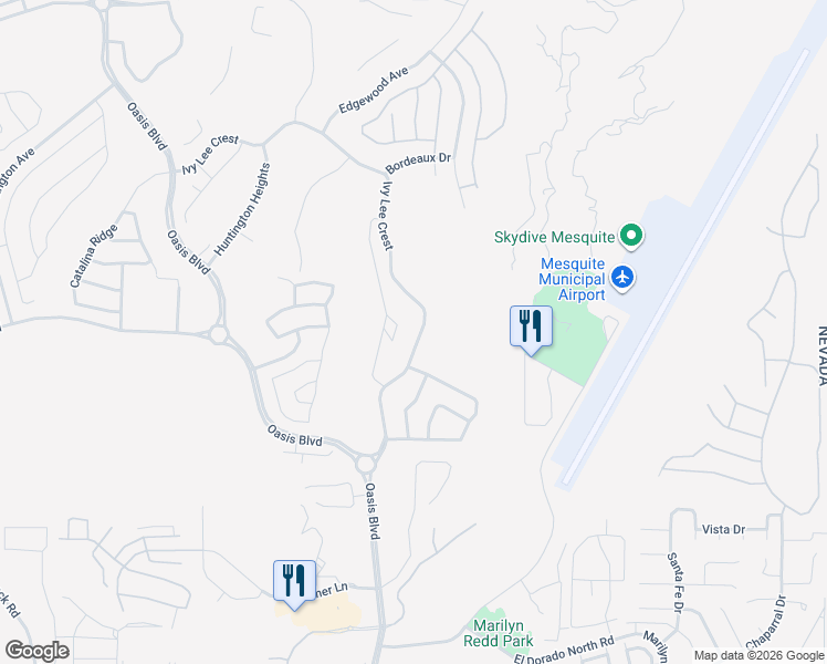 map of restaurants, bars, coffee shops, grocery stores, and more near 1243 Ivy Lee Crest in Mesquite