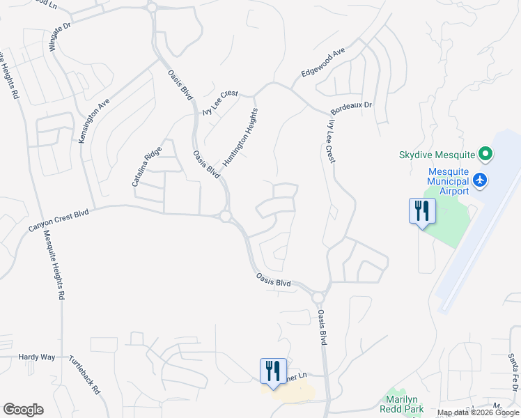 map of restaurants, bars, coffee shops, grocery stores, and more near 198 Billy Bones Bluff in Mesquite