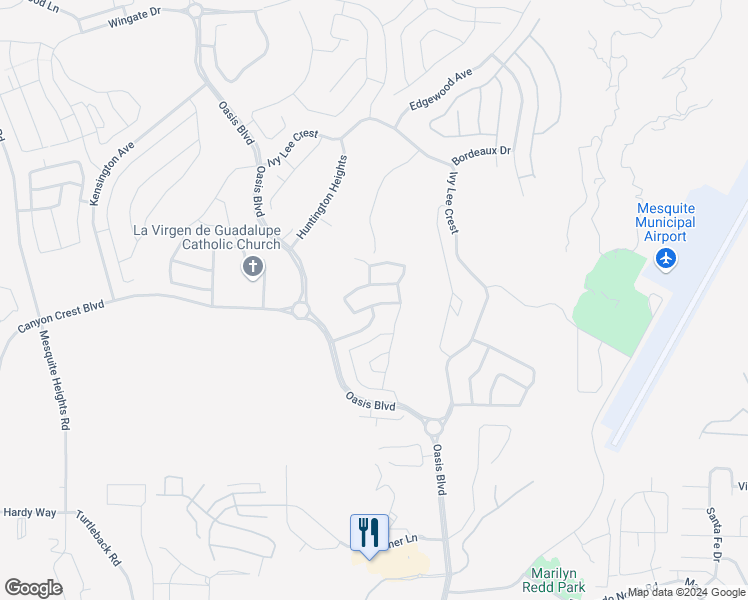 map of restaurants, bars, coffee shops, grocery stores, and more near 177 Spyglass Way in Mesquite