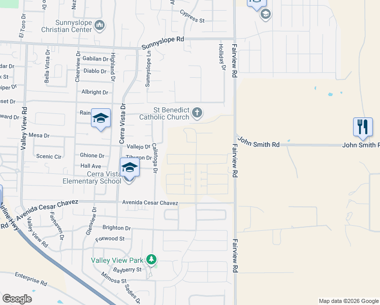 map of restaurants, bars, coffee shops, grocery stores, and more near 1781 Vallejo Drive in Hollister