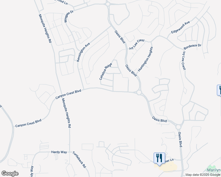 map of restaurants, bars, coffee shops, grocery stores, and more near 550 Canyon Crest Boulevard in Mesquite