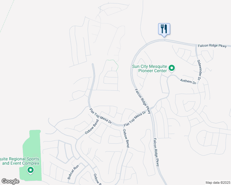 map of restaurants, bars, coffee shops, grocery stores, and more near 1371 Prominence Lane in Mesquite