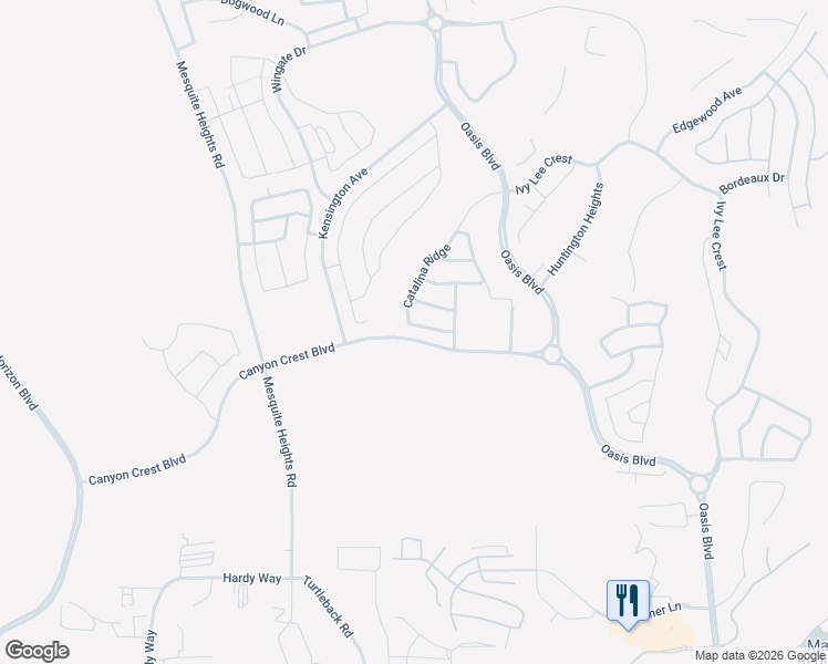 map of restaurants, bars, coffee shops, grocery stores, and more near 480 Paradise Valley Heights in Mesquite