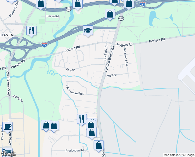 map of restaurants, bars, coffee shops, grocery stores, and more near 2473 Apiary Court in Virginia Beach