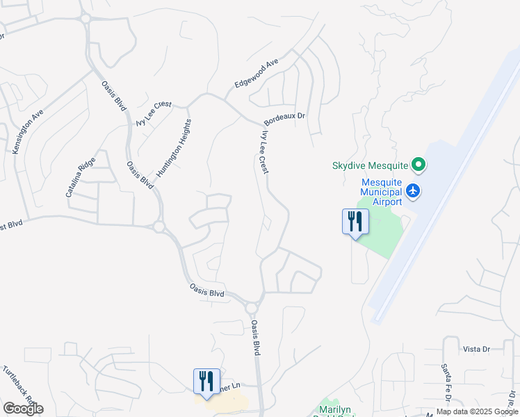 map of restaurants, bars, coffee shops, grocery stores, and more near 1273 Montrose Crest in Mesquite