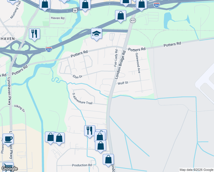 map of restaurants, bars, coffee shops, grocery stores, and more near 2473 Apiary Court in Virginia Beach