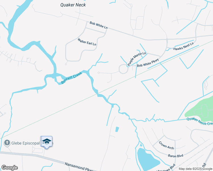 map of restaurants, bars, coffee shops, grocery stores, and more near 515 Peafowl Court in Suffolk