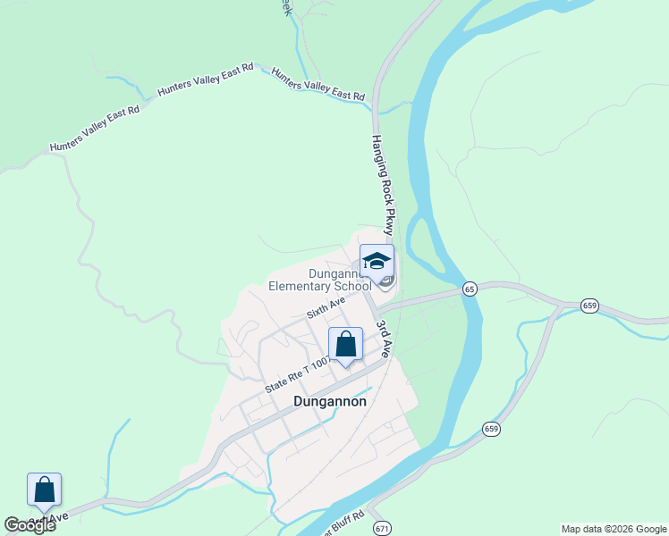 map of restaurants, bars, coffee shops, grocery stores, and more near 120 Emmett Street in Dungannon