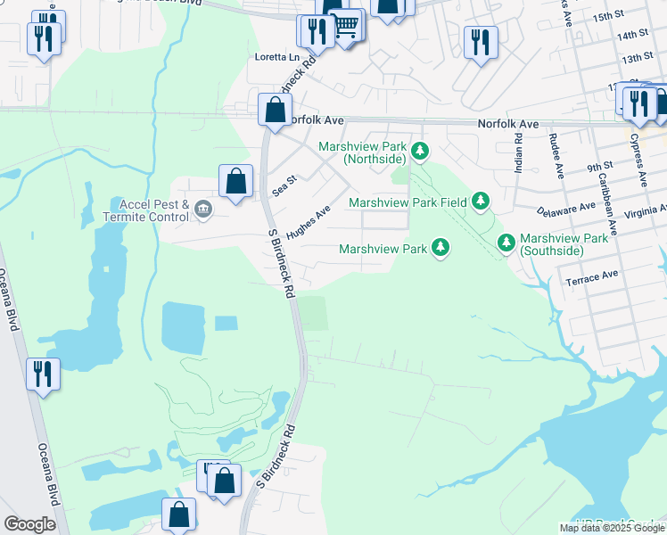 map of restaurants, bars, coffee shops, grocery stores, and more near 1449 Goose Landing in Virginia Beach