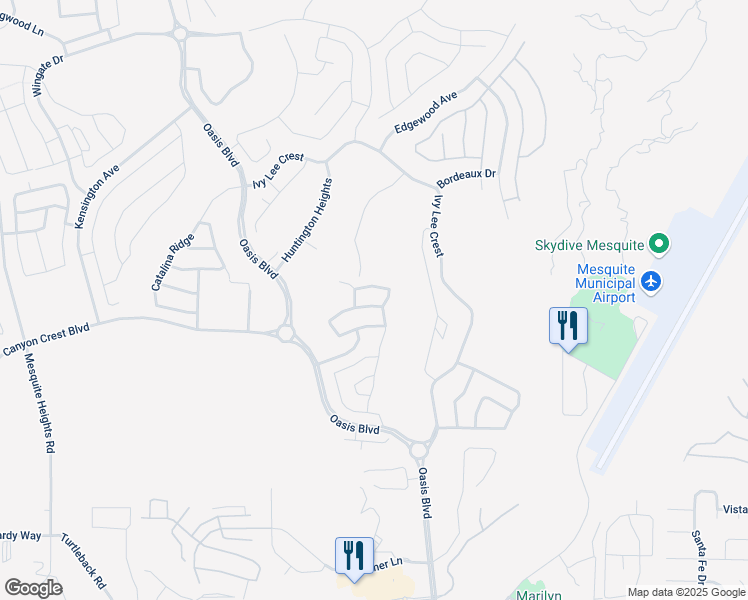 map of restaurants, bars, coffee shops, grocery stores, and more near 137 Billy Bones Bluff in Mesquite