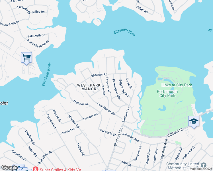 map of restaurants, bars, coffee shops, grocery stores, and more near 315 Tareyton Lane in Portsmouth
