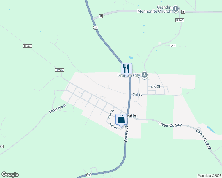map of restaurants, bars, coffee shops, grocery stores, and more near 3rd Street in Grandin